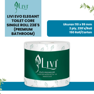 Livi Evo Elegant Toilet Core Single Roll 238's (Premium Bathroom)