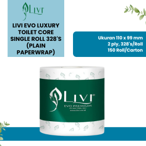 Livi Evo Luxury Toilet Core Single Roll 328's (Plain Paperwrap)