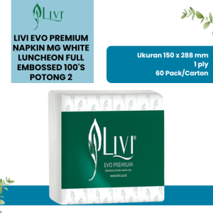 Livi Evo Premium Napkin MG White Luncheon Full Embossed 100's Potong 2