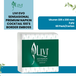 Livi Evo Sensasional Premium Napkin Cocktail 100's Border Emboss