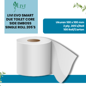 Livi Evo Smart Due Toilet Core Side Emboss Single Roll 205's